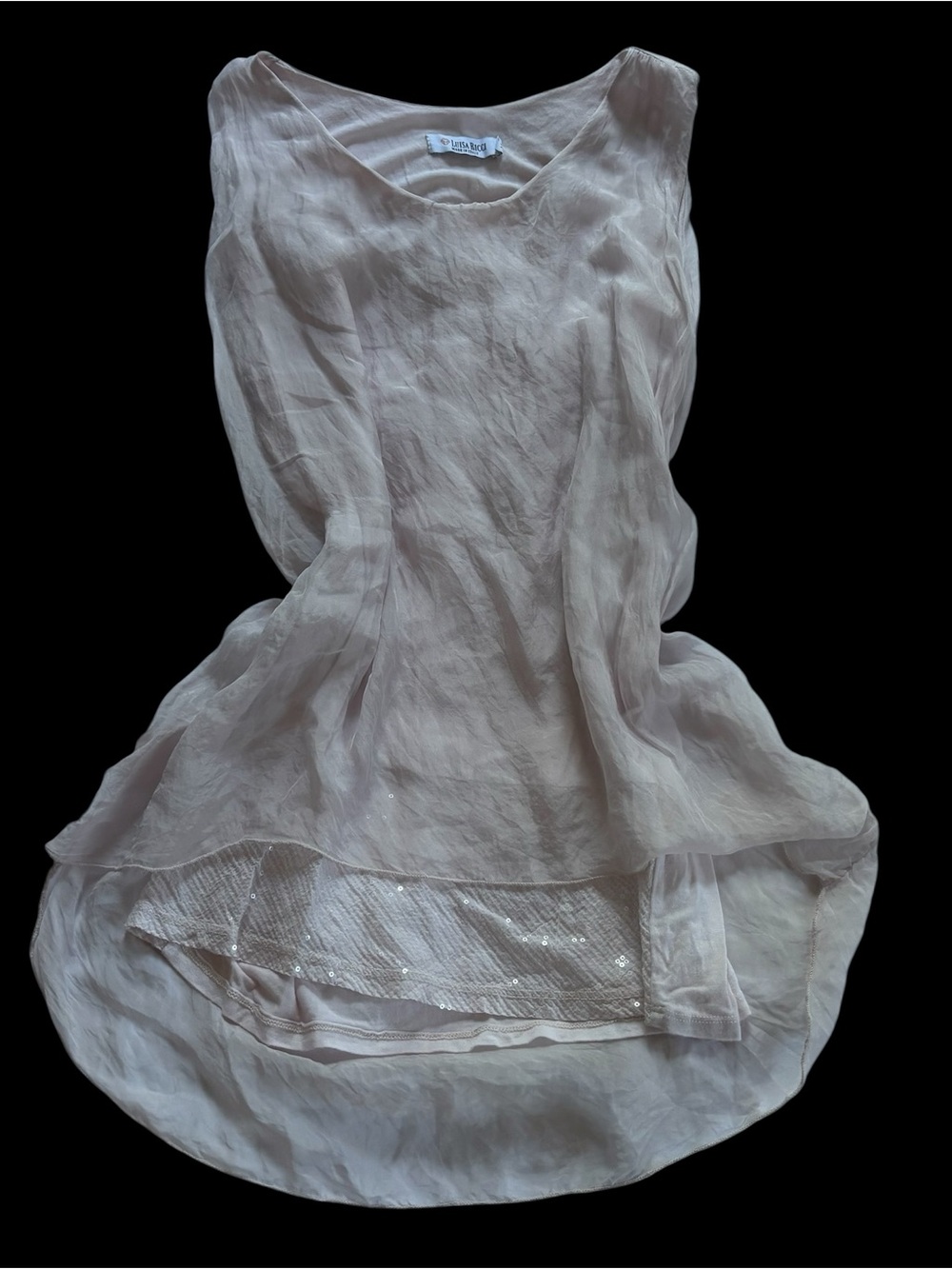 Sleeveless Silk Layered Top - Light Blush by Luisa Ricci made in Italy